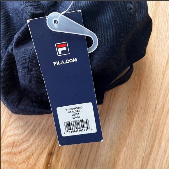 NWT NEW FILA Navy Blue Fila Heritage Cotton Twill Baseball Cap One Size gymwear - Picture 4 of 4